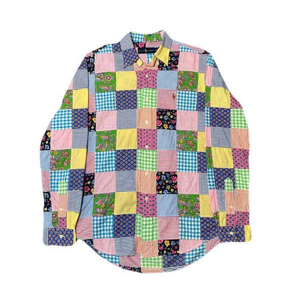 Polo Ralph Lauren Other - Polo Ralph Lauren patchwork pastel mixed print Button Down shirt Medium preppy